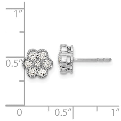 14k White Gold 1/2 Ct. Lab Grown Diamond VS/SI+ G+ Floral Post Earrings