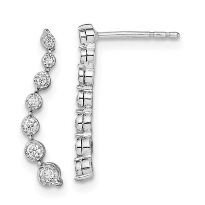 10K White Gold Graduating Diamond Post Earrings