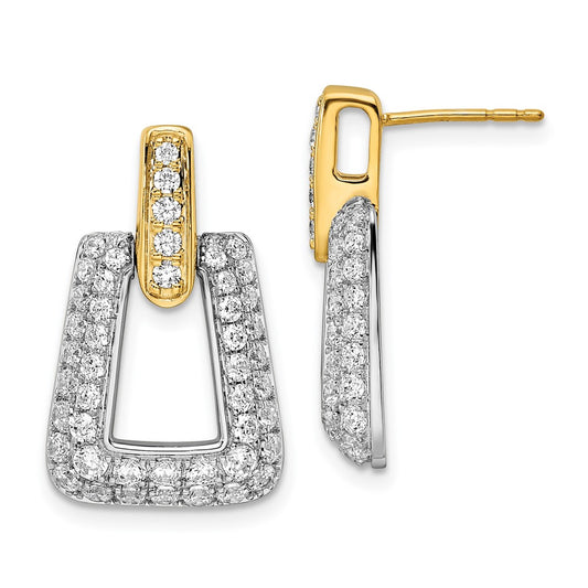 14K Two Tone True Origin 1 3/4 Carat Lab Grown Diamond Vs Def Fancy Dangle Post Earrings