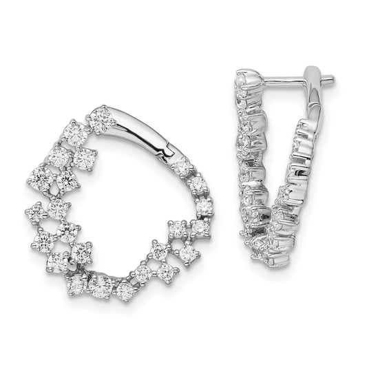 14K White Gold True Origin 1 1/2 Carat Lab Grown Diamond Vs Def Fancy Hoop Earrings