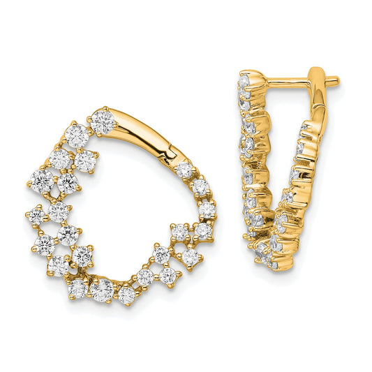 14K Yellow Gold True Origin 1 1/2 Carat Lab Grown Diamond Vs Def Fancy Hoop Earrings