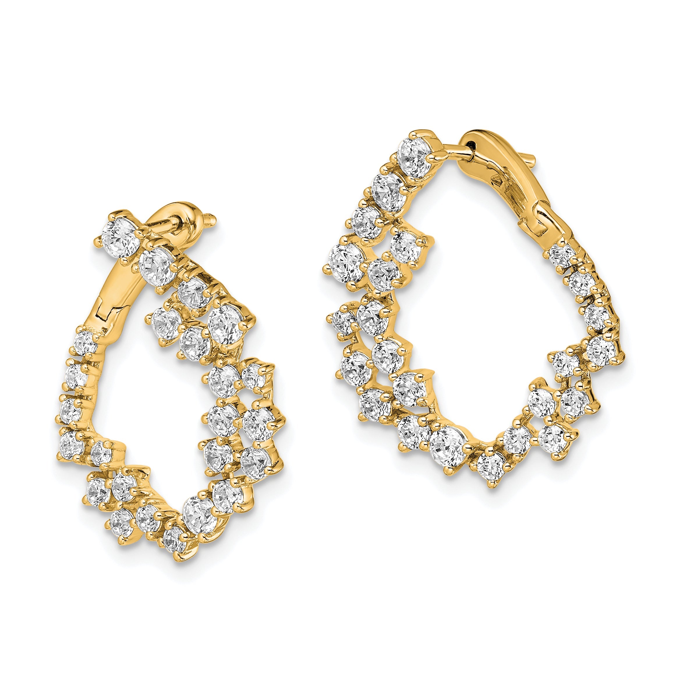 14K Yellow Gold True Origin 2 Carat Lab Grown Diamond Vs Def Fancy Hoop Earrings