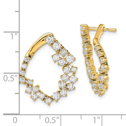 14K Yellow Gold True Origin 2 Carat Lab Grown Diamond Vs Def Fancy Hoop Earrings
