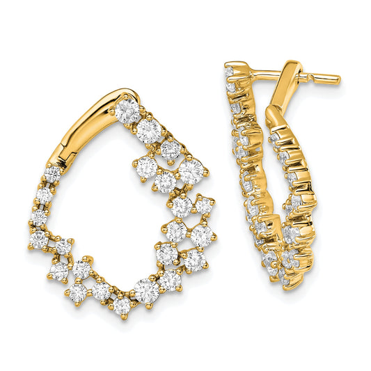 14K Yellow Gold True Origin 2 Carat Lab Grown Diamond Vs Def Fancy Hoop Earrings