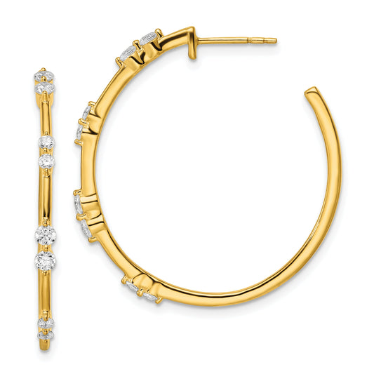 14K Yellow Gold True Origin 5/8 Carat Lab Grown Diamond Vs Def Post Hoop Earrings