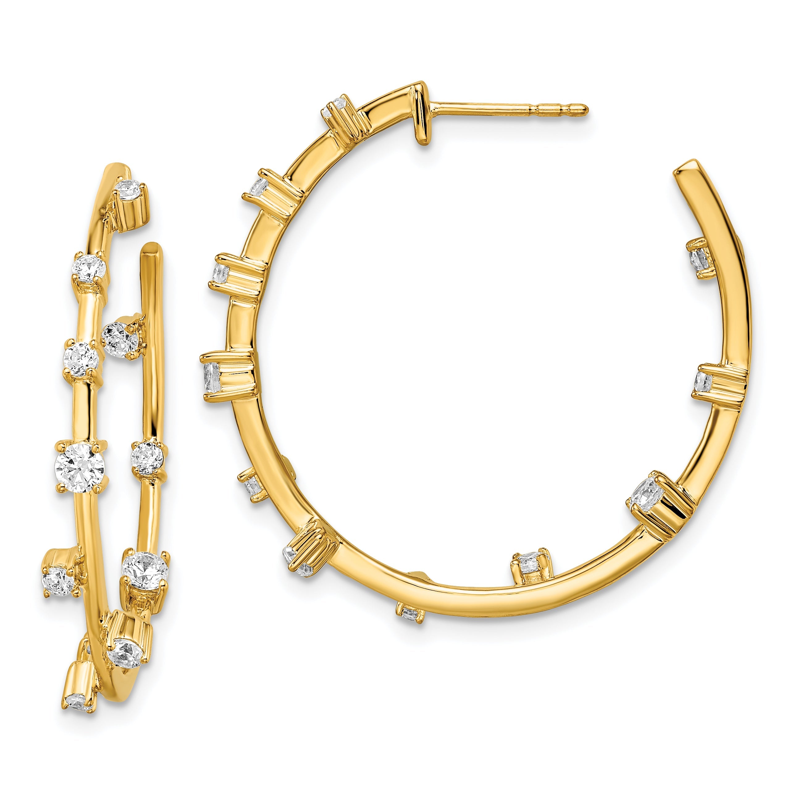 14K Yellow Gold True Origin 1 Carat Lab Grown Diamond Vs Def Post Hoop Earrings