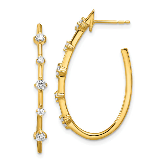 14K Yellow Gold True Origin 1/2 Carat Lab Grown Diamond Vs Def Post Hoop Earrings