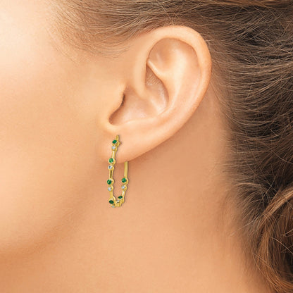 14K Yellow Gold True Origin 1/5 Carat Lab Grown Diamond Vs Def And Emerald Post Hoop Earrings