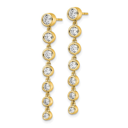 14K Yellow Gold True Origin 1 1/2 Carat Lab Grown Diamond Vs Def Graduated Dangle Post Earring