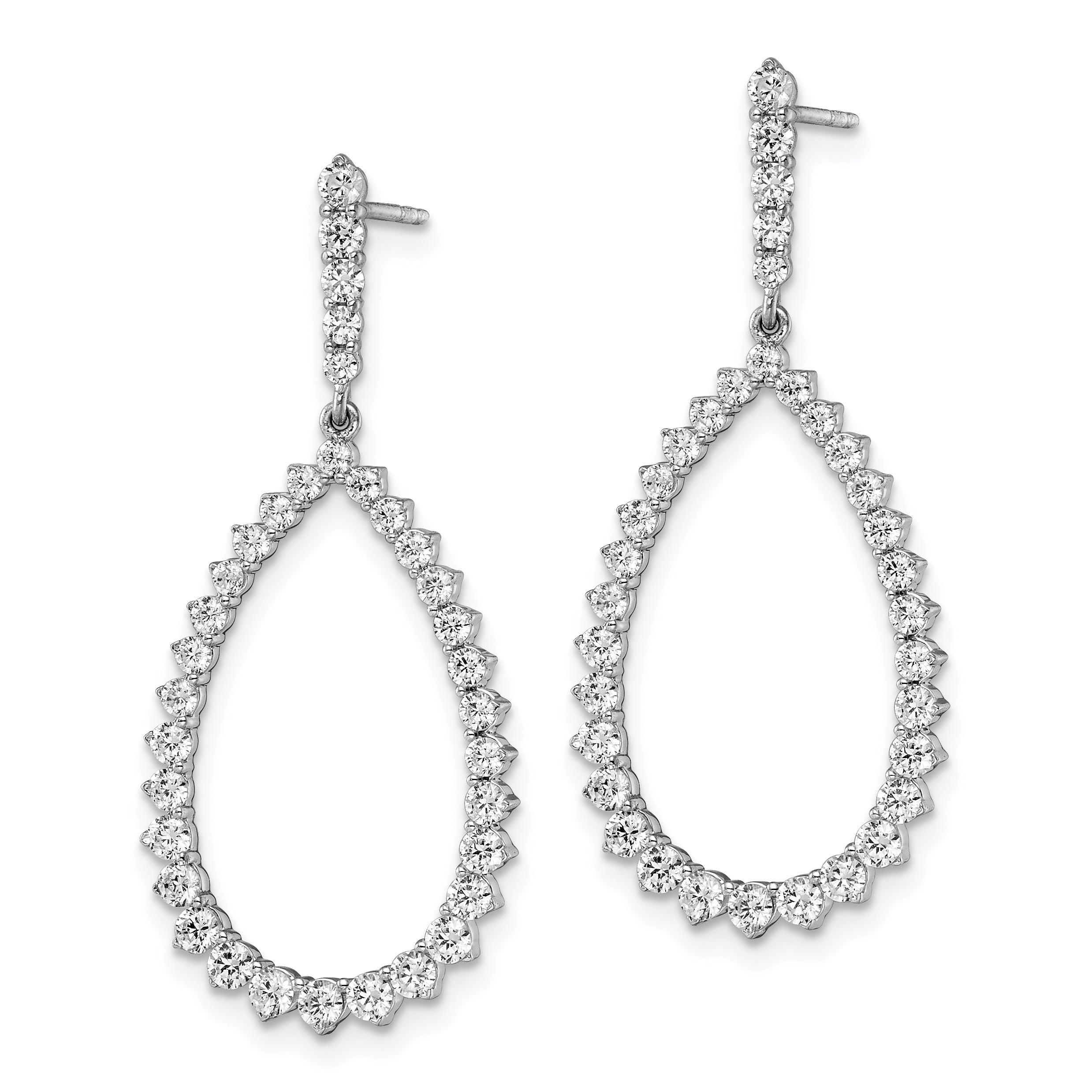 14K White Gold True Origin 1 1/2 Carat Lab Grown Diamond Vs Def Fancy Dangle Hoop Earrings