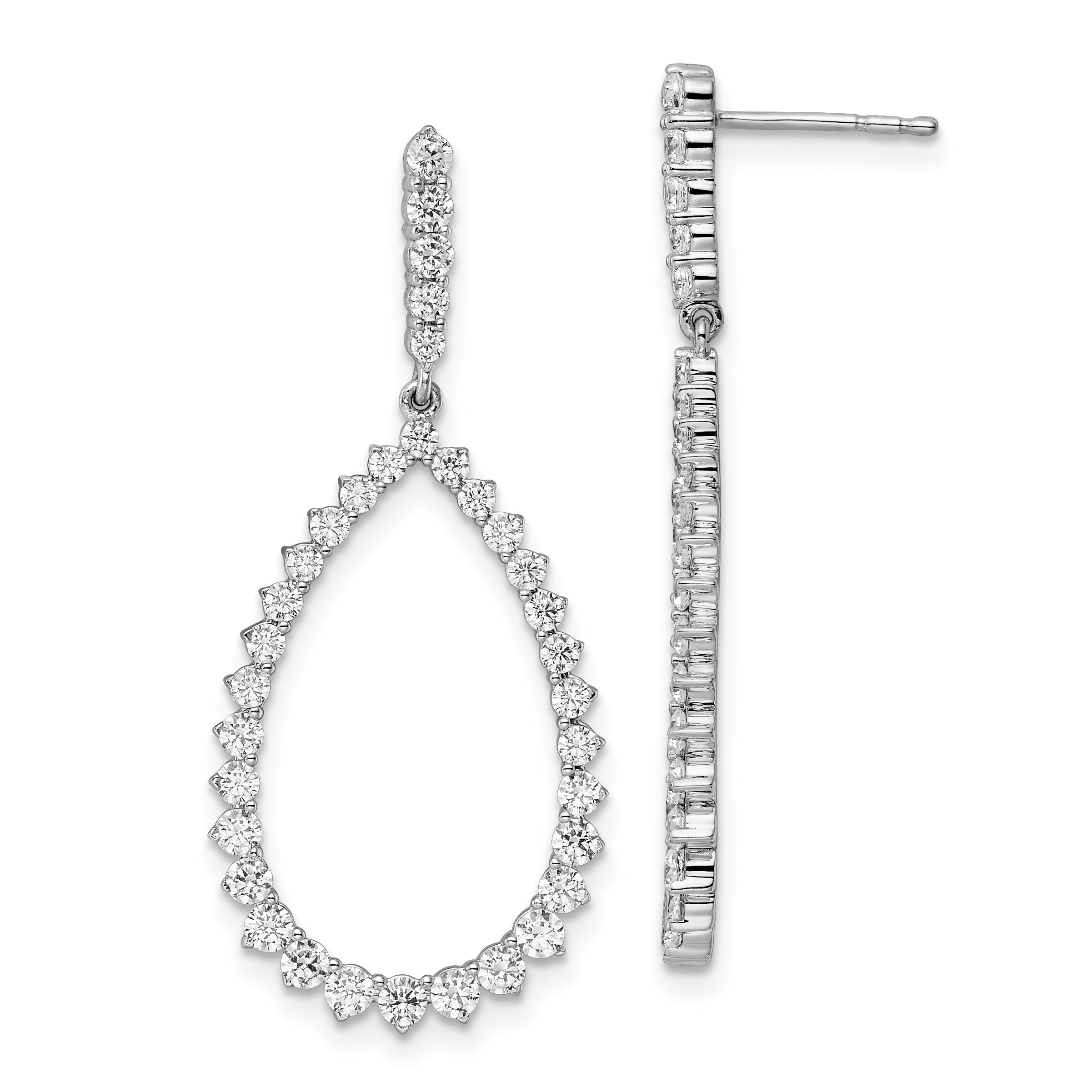 14K White Gold True Origin 1 1/2 Carat Lab Grown Diamond Vs Def Fancy Dangle Hoop Earrings
