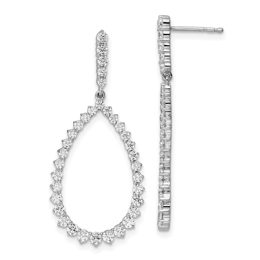 14K White Gold True Origin 1 1/2 Carat Lab Grown Diamond Vs Def Fancy Dangle Hoop Earrings