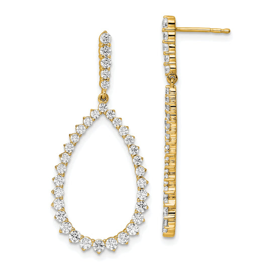 14K Yellow Gold True Origin 1 1/2 Carat Lab Grown Diamond Vs Def Fancy Dangle Hoop Earrings