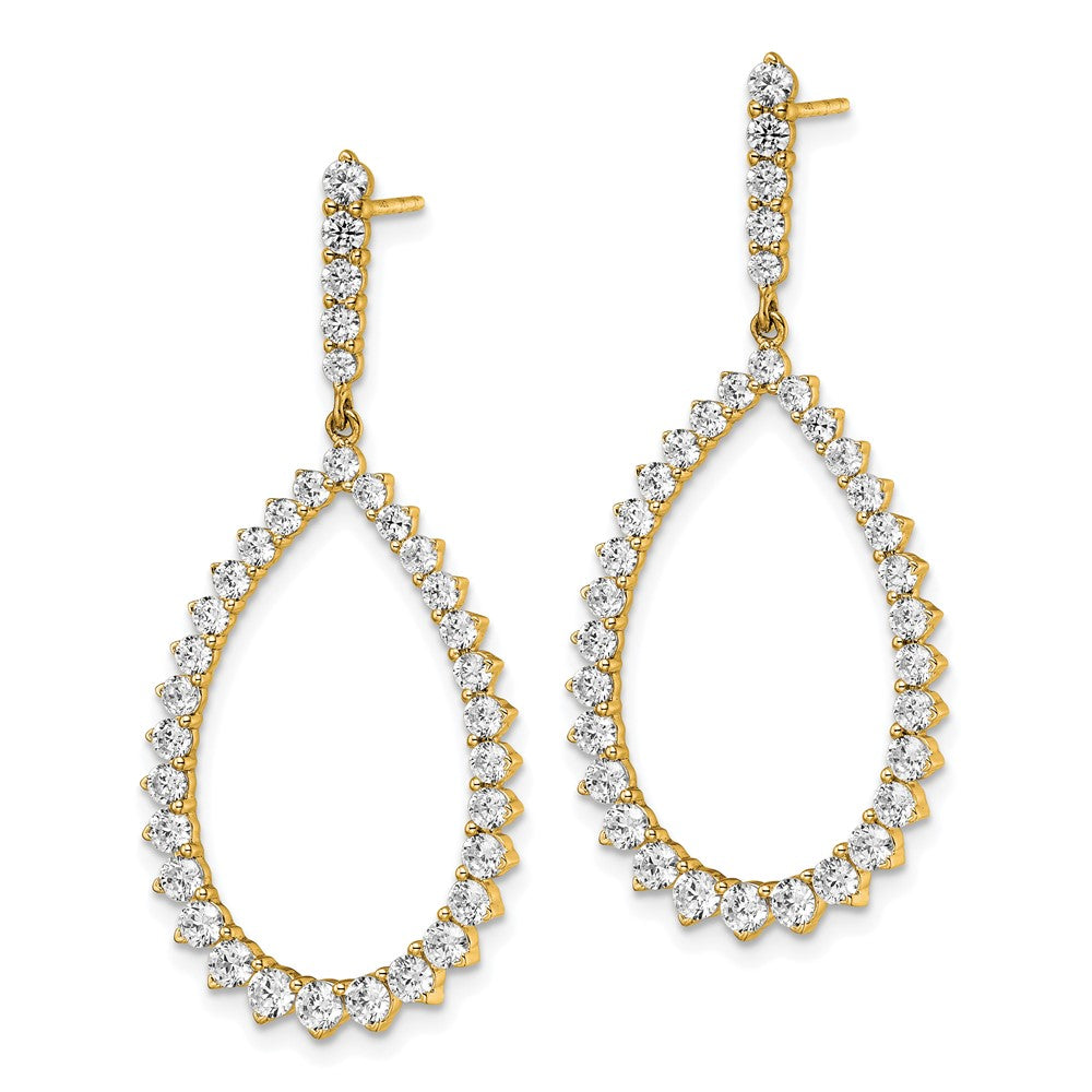 14K Yellow Gold True Origin 3 Carat Lab Grown Diamond Vs Def Fancy Dangle Hoop Earrings