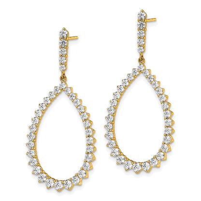 14K Yellow Gold True Origin 3 Carat Lab Grown Diamond Vs Def Fancy Dangle Hoop Earrings