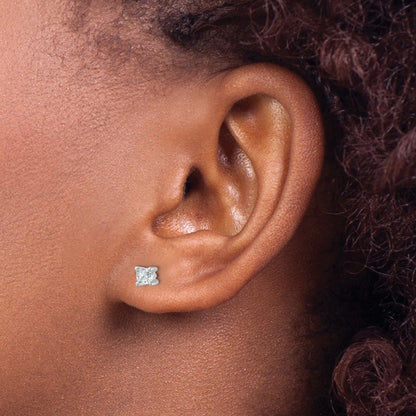 14K White Gold 1/2 Ctw Lab Grown Diamond Vs+ F+ Cushion 4 Prong Heavy Wt. Stud Earrings