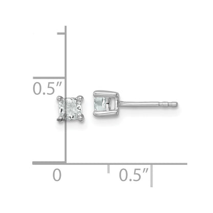 14K White Gold 1/2 Ctw Certified Lab Grown Diamond Vs+ F+ Cushion 4 Prong Heavy Wt. Stud Earrings