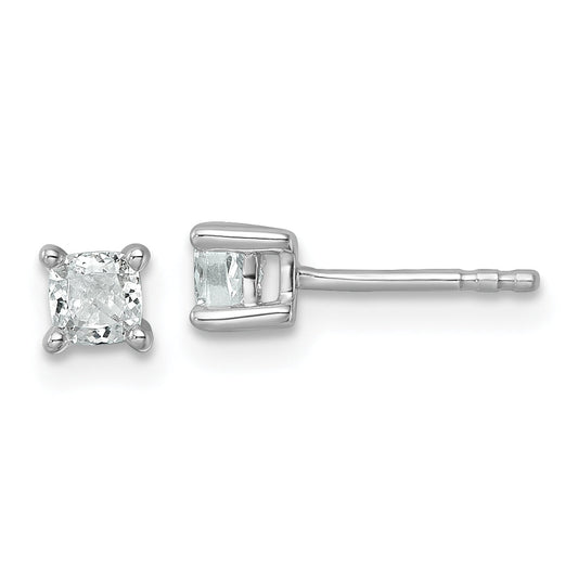 14K White Gold 1/2 Ctw Lab Grown Diamond Vs+ F+ Cushion 4 Prong Heavy Wt. Stud Earrings