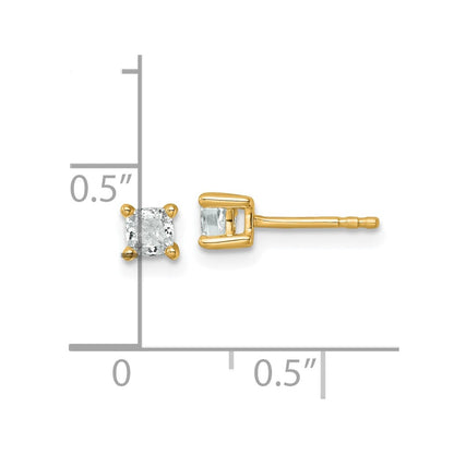 14k Yellow Gold 1/2 ctw Certified Lab Grown Diamond VS/SI+ G+ Cushion 4 Prong Heavy Wt. Stud Earrings