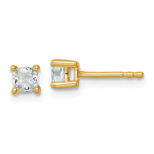 14K Yellow Gold 1/2 Ctw Lab Grown Diamond Vs+ F+ Cushion 4 Prong Heavy Wt. Stud Earrings