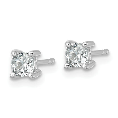 14K White Gold 3/4 Ctw Lab Grown Diamond Vs+ F+ Cushion 4 Prong Heavy Wt. Stud Earrings