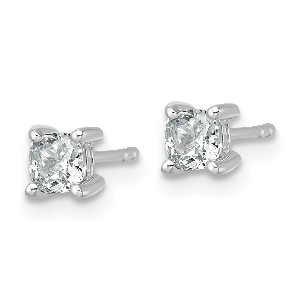 14k White Gold 3/4 ctw Lab Grown Diamond VS/SI+ G+ Cushion 4 Prong Heavy Wt. Stud Earrings