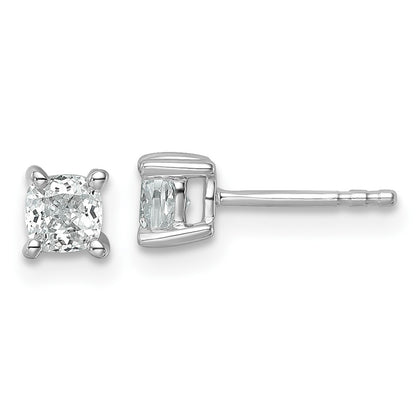 14K White Gold 3/4 Ctw Lab Grown Diamond Vs+ F+ Cushion 4 Prong Heavy Wt. Stud Earrings