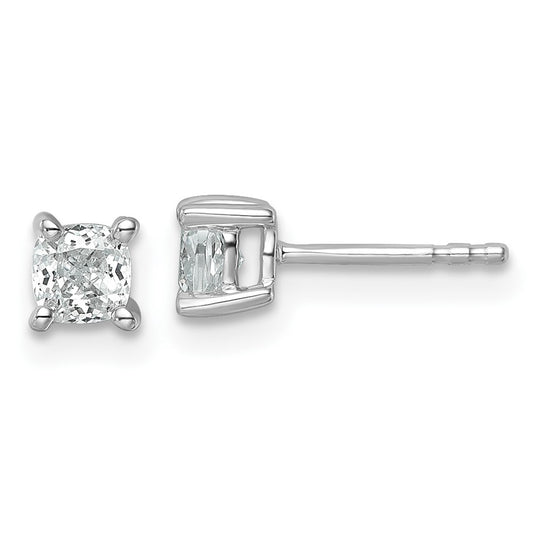 14K White Gold 3/4 Ctw Lab Grown Diamond Vs+ F+ Cushion 4 Prong Heavy Wt. Stud Earrings