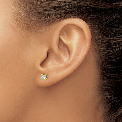 14K Yellow Gold 3/4 Ctw Lab Grown Diamond Vs+ F+ Cushion 4 Prong Heavy Wt. Stud Earrings