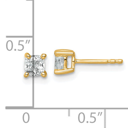 14K Yellow Gold 3/4 Ctw Lab Grown Diamond Vs+ F+ Cushion 4 Prong Heavy Wt. Stud Earrings