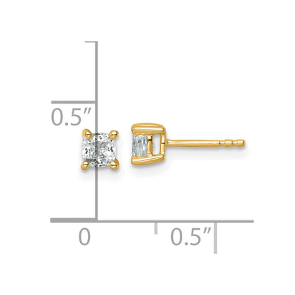 14K Yellow Gold 3/4 Ctw Lab Grown Diamond Vs+ F+ Cushion 4 Prong Heavy Wt. Stud Earrings