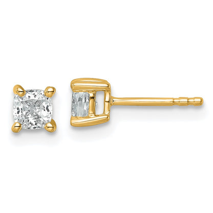 14K Yellow Gold 3/4 Ctw Certified Lab Grown Diamond Vs+ F+ Cushion 4 Prong Heavy Wt. Stud Earrings