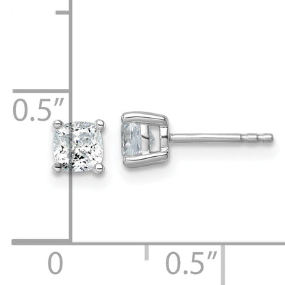 14K White Gold 1 Ctw Lab Grown Diamond Vs+ F+ Cushion 4 Prong Heavy Wt. Stud Earrings
