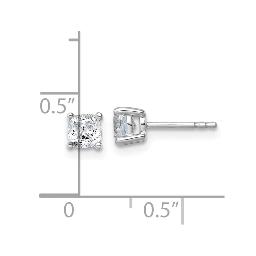 14K White Gold 1 Ctw Certified Lab Grown Diamond Vs+ F+ Cushion 4 Prong Heavy Wt. Stud Earrings