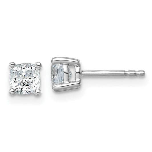 14K White Gold 1 Ctw Lab Grown Diamond Vs+ F+ Cushion 4 Prong Heavy Wt. Stud Earrings