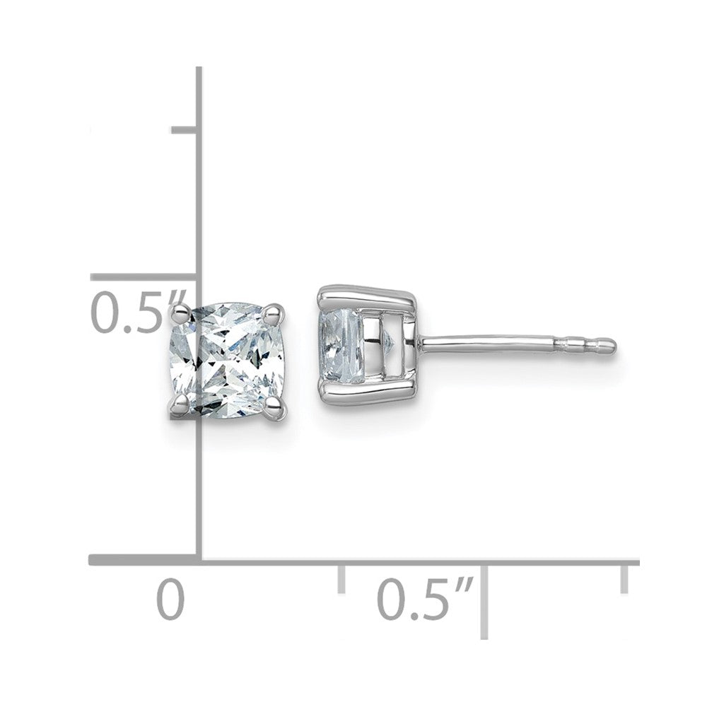 14k White Gold 1 1/2 ctw Lab Grown Diamond VS/SI+ G+ Cushion 4 Prong Heavy Wt. Stud Earrings