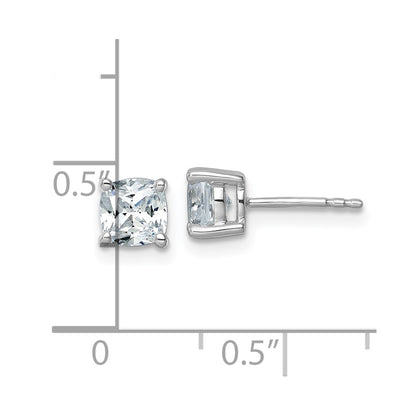 14k White Gold 1 1/2 ctw Lab Grown Diamond VS/SI+ G+ Cushion 4 Prong Heavy Wt. Stud Earrings