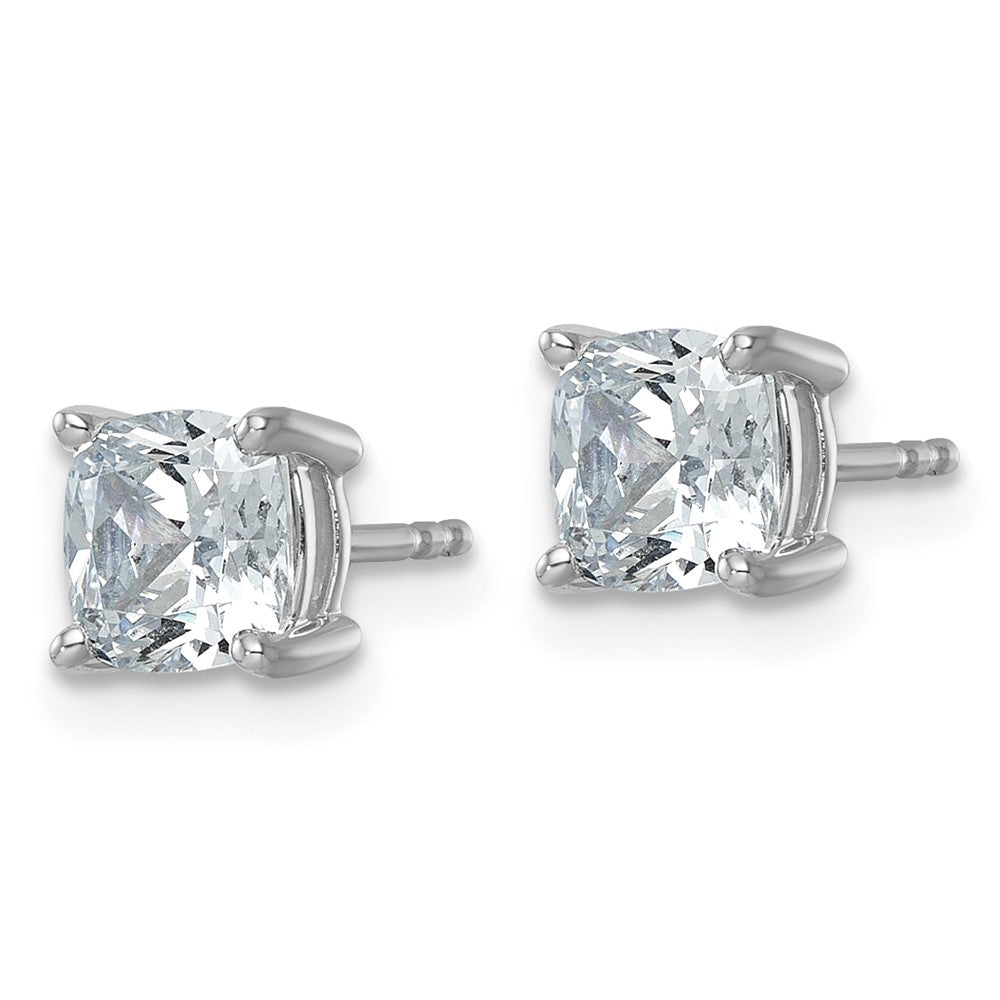 14k White Gold 2 ctw Lab Grown Diamond VS/SI+ G+ Cushion 4 Prong Heavy Wt. Stud Earrings