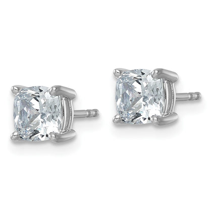14k White Gold 2 ctw Certified Lab Grown Diamond VS/SI+ G+ Cushion 4 Prong Heavy Wt. Stud Earrings