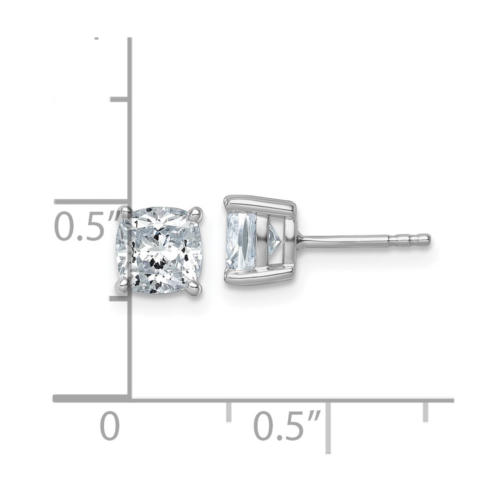 14k White Gold 2 ctw Certified Lab Grown Diamond VS/SI+ G+ Cushion 4 Prong Heavy Wt. Stud Earrings