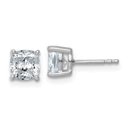 14k White Gold 2 ctw Lab Grown Diamond VS/SI+ G+ Cushion 4 Prong Heavy Wt. Stud Earrings