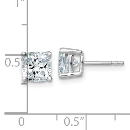 14K White Gold 3 Ctw Certified Lab Grown Diamond Vs+ F+ Cushion 4 Prong Heavy Wt. Stud Earrings