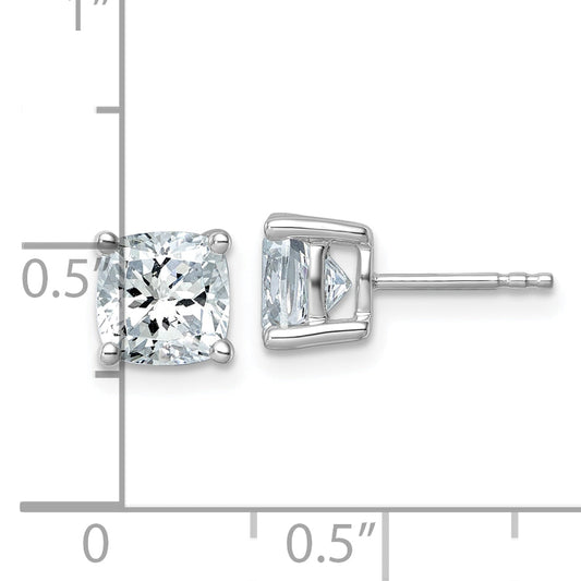 14K White Gold 3 Ctw Certified Lab Grown Diamond Vs+ F+ Cushion 4 Prong Heavy Wt. Stud Earrings