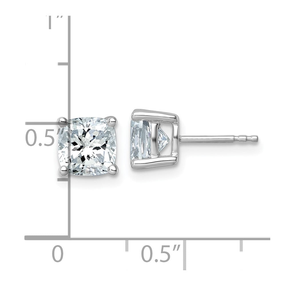 14k White Gold 3 Ct. Certified Lab Grown Diamond VS/SI+ G+ Cushion Complete Solitare Stud Post Earrings