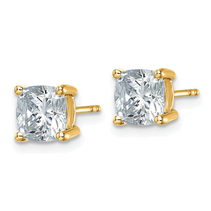 14K Yellow Gold 3 Ctw Certified Lab Grown Diamond Vs+ F+ Cushion 4 Prong Heavy Wt. Stud Earrings