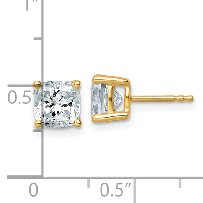 14K Yellow Gold 3 Ctw Lab Grown Diamond Vs+ F+ Cushion 4 Prong Heavy Wt. Stud Earrings