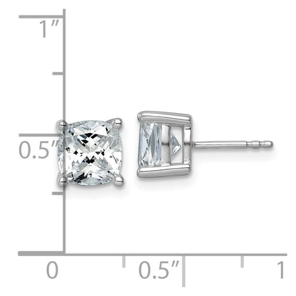 14K White Gold 4 Ctw Certified Lab Grown Diamond Vs+ F+ Cushion Prong Heavy Wt. Stud Earrings