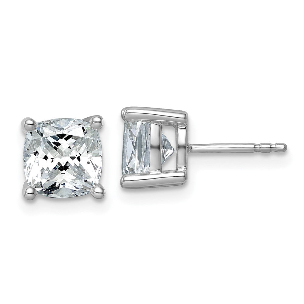14k White Gold 4 ctw Lab Grown Diamond VS/SI+ G+ Cushion 4 Prong Heavy Wt. Stud Earrings