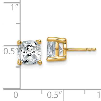 14k Yellow Gold 4 ctw Certified Lab Grown Diamond VS/SI+ G+ Cushion 4 Prong Heavy Wt. Stud Earrings