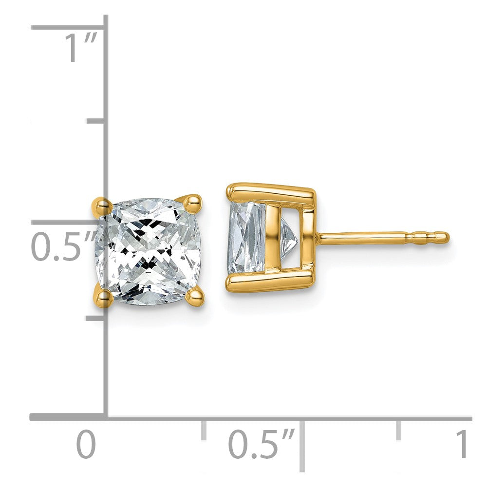 14k Yellow Gold 4 ctw Certified Lab Grown Diamond VS/SI+ G+ Cushion 4 Prong Heavy Wt. Stud Earrings